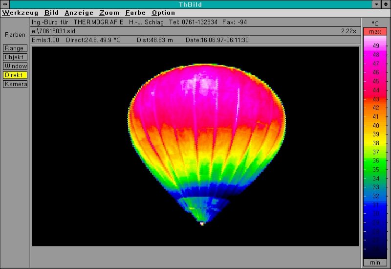 Thermography of a hot air balloon