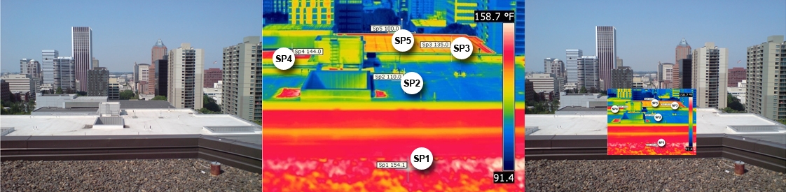 Thermographie trompeuse de températures de toits plats
