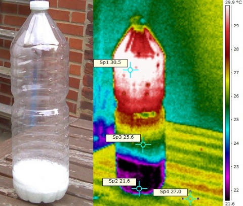 Imagerie thermographique de mise en solution de bicarbonate de soude dans de l'acide acétique