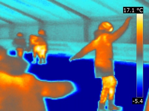 Thermography of people skating on ice