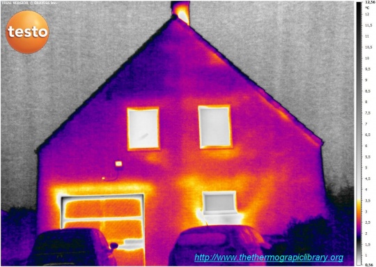 Thermal image of the front of a house