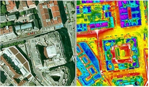Thermographie aérienne d'une ville française, source: Faites le plein d'Avenir