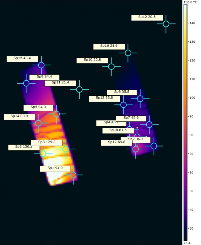 Thermographie d'une lame de verre chauffée et de son reflet, analyse spéculaire
