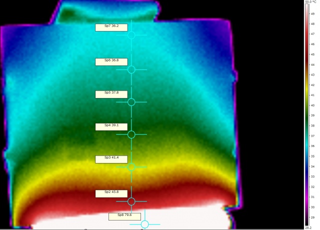 Vue en thermographie de la mire de l'expérience de performance d'une thermacam 160x120