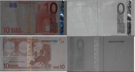 Image thermique de billets de banque en euros